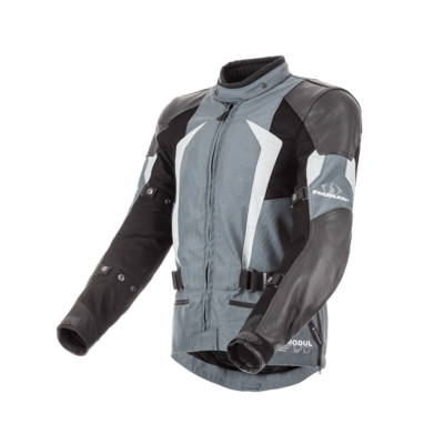 Motorrad-Jacke mit verstellbaren Protektoren an Ellbogen und Schulter sowie Rücken
